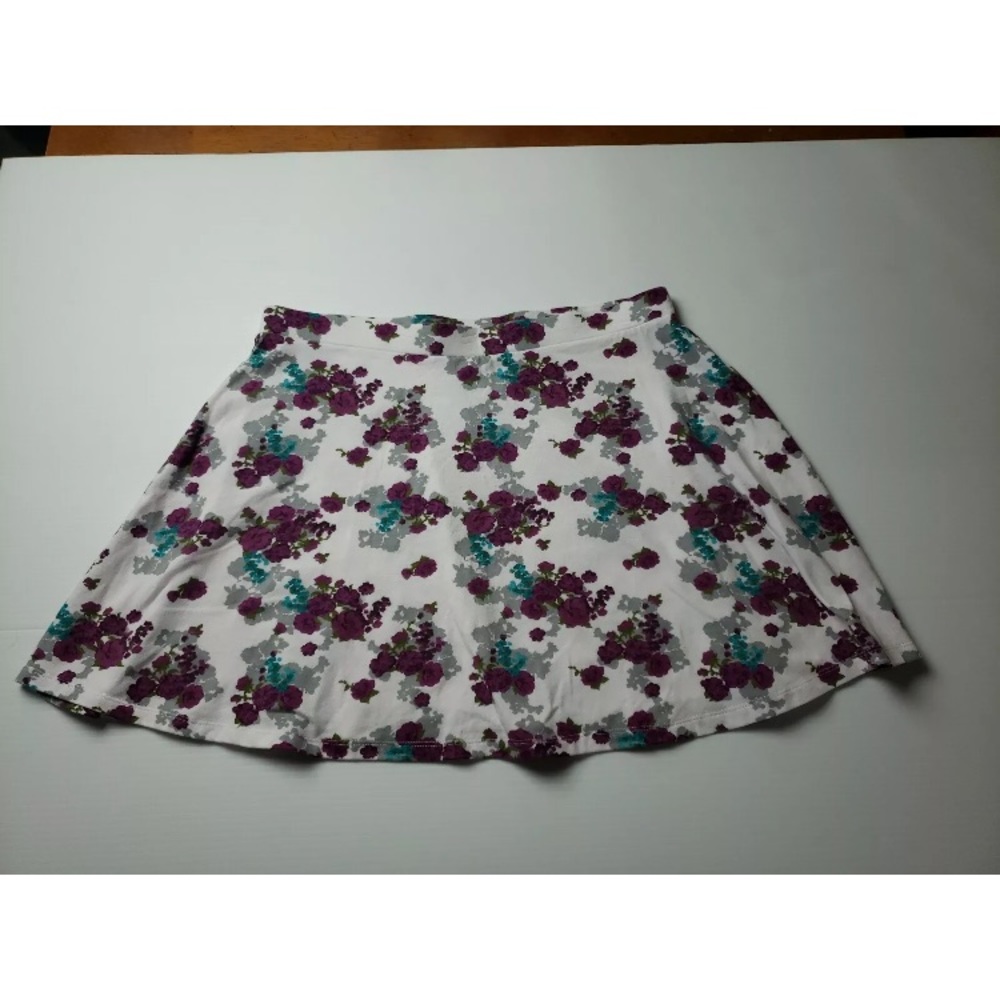 Curfew Purple Floral Flower Circle Skirt  Size L